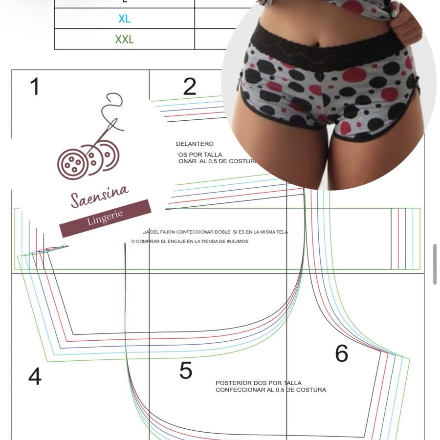 Molde Short Doll Agatha - PP até o GG